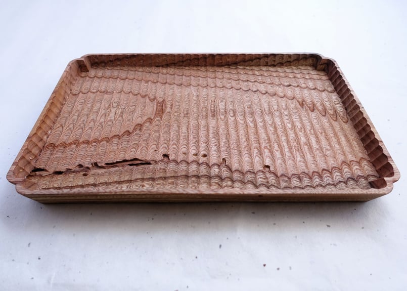 ご予約商品】入隅 我谷盆 欅 30×20×2.5cm ナチュラル | 明野の小さなお盆や