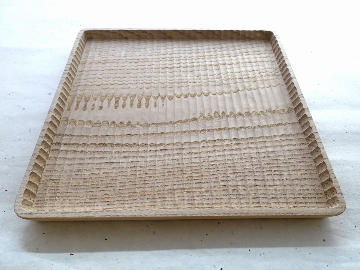 栗の木】 天然木 薄盆 厚手 お盆 約30cm 無塗装 手作り 栗の木
