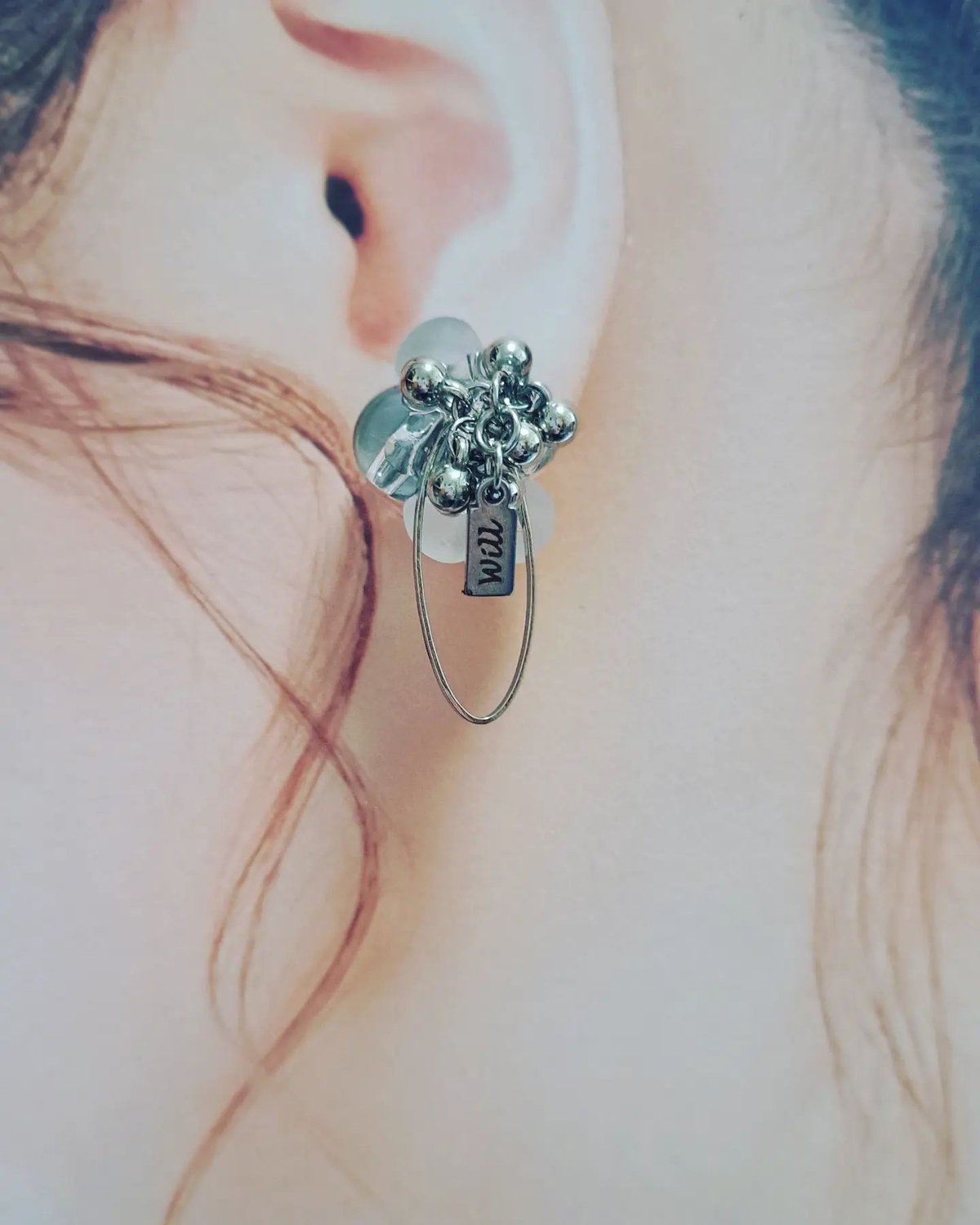 【233】千代紙のピアス／イヤリング／アクリルビーズ アクリルビーズとフープのピアス | Will