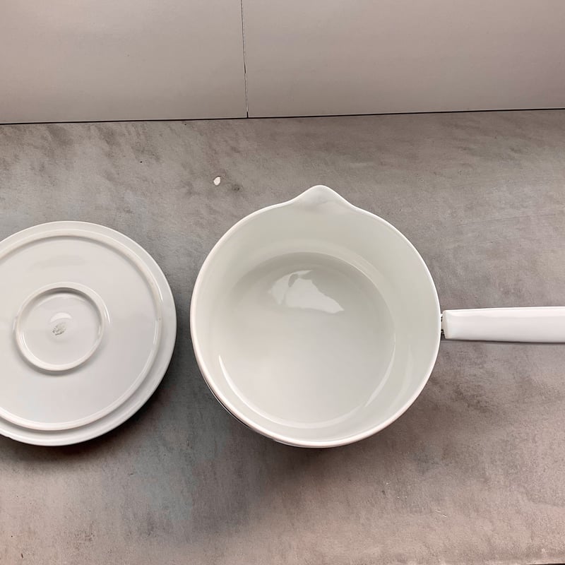 1950年代 フランス製 Limoges社Aluminiteシリーズ/ハンドル陶器鍋(蓋