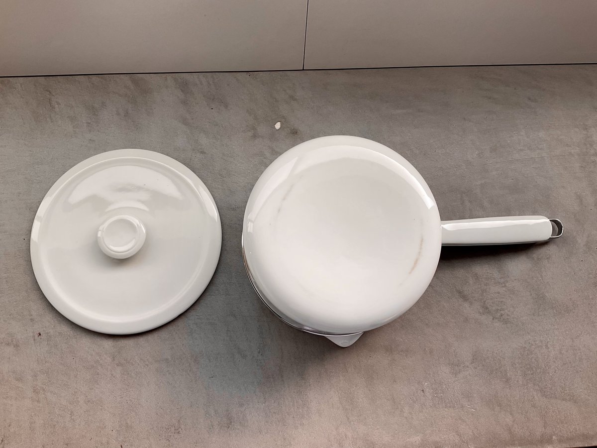 1950年代 フランス製 Limoges社Aluminiteシリーズ/ハンドル陶器鍋(蓋