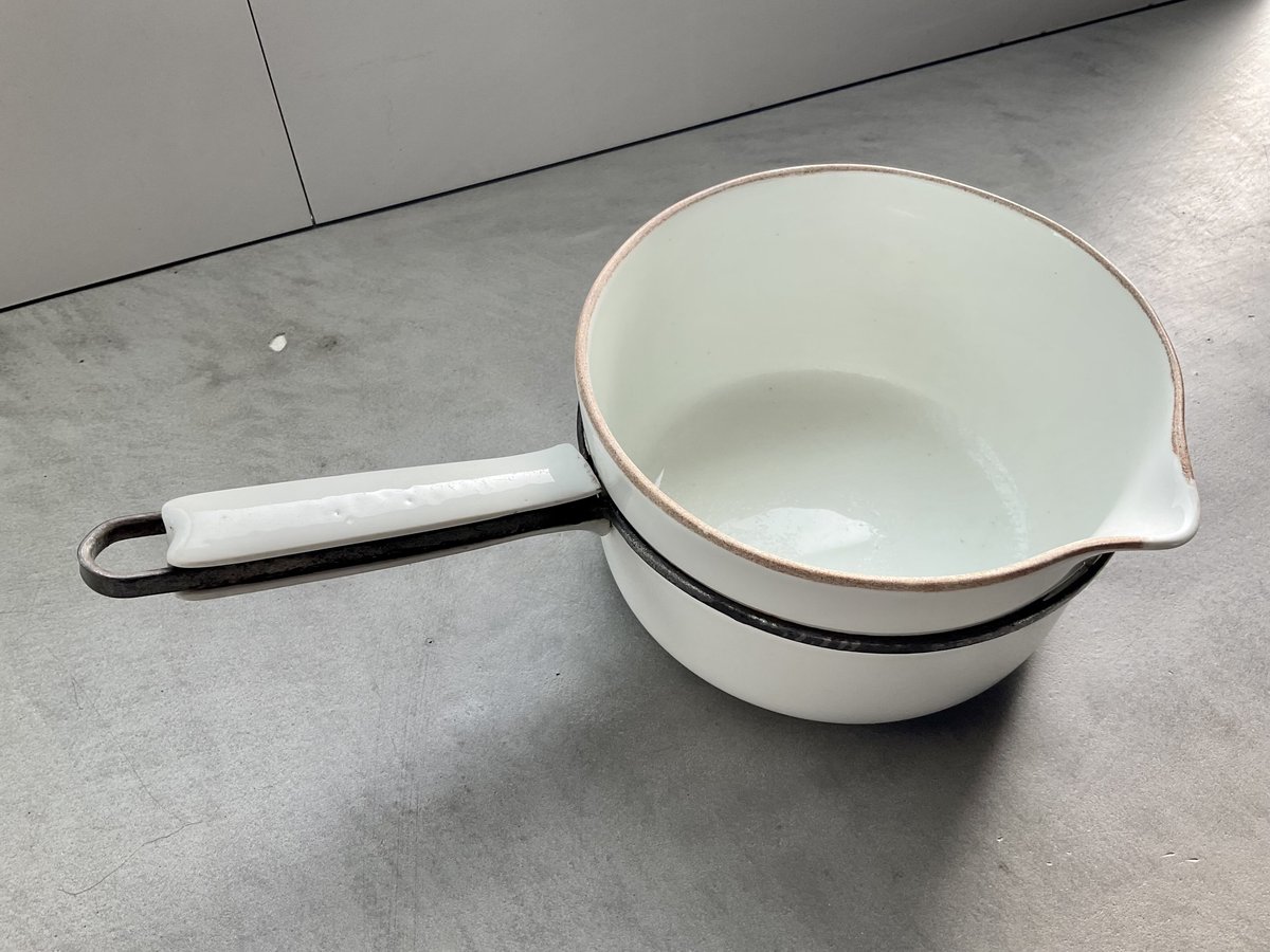 SALE】1930年代 フランス製 Limoges社 Aluminite/ハンドル陶器鍋(4