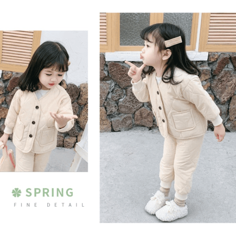 ❣️暖かい　超可愛い女の子韓国風❣️　中綿ユニセックスシンプル　上下セットアップ