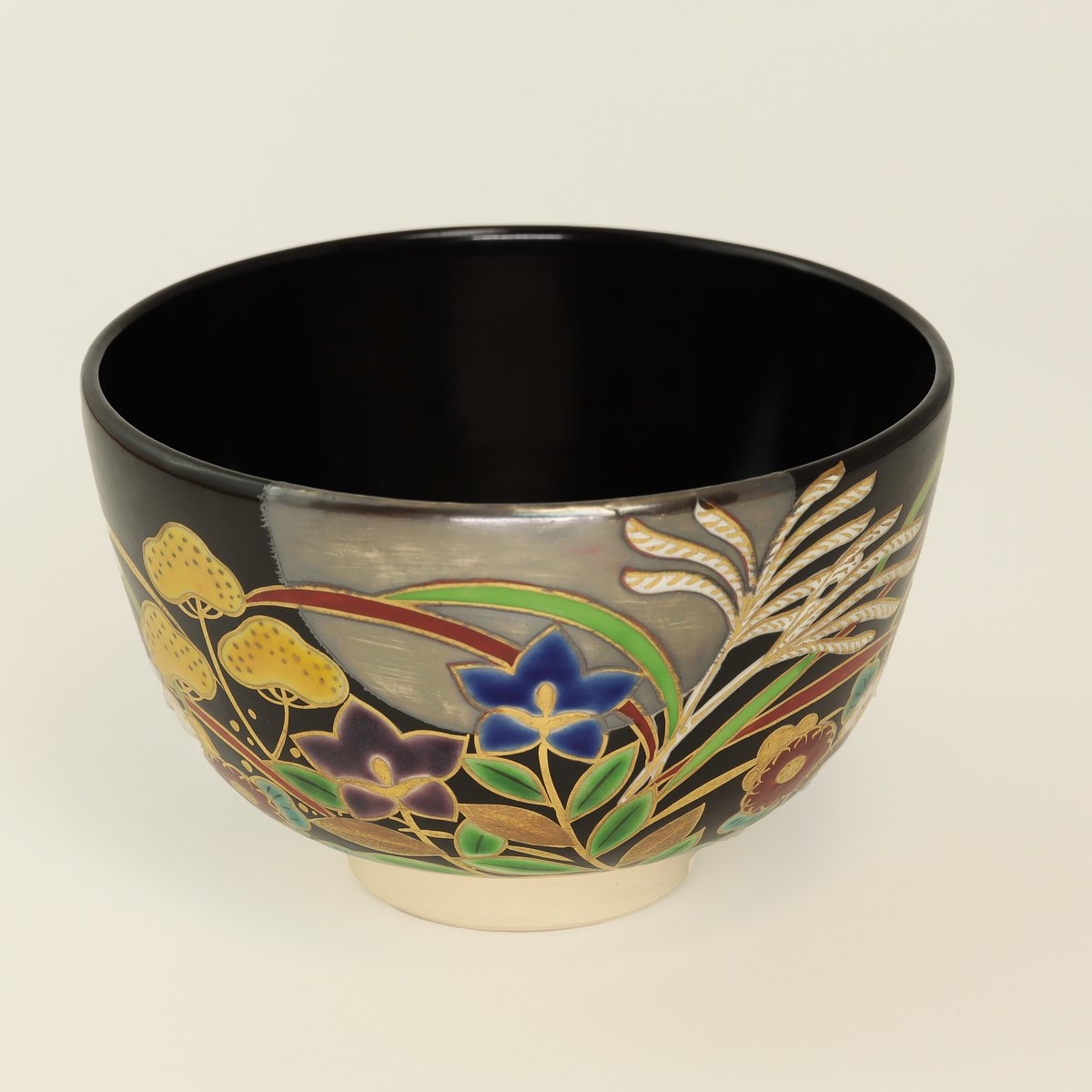 加藤松香　京焼　色絵　仁清　醍醐絵　茶碗　共箱　東①さ5-0212⑥ 加藤松香 京焼 色絵 仁清 醍醐絵 茶碗 共箱 東①さ5-0212⑥