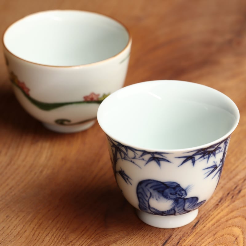 三浦竹泉 壽盃 一対 | Antique Shunmeido petit
