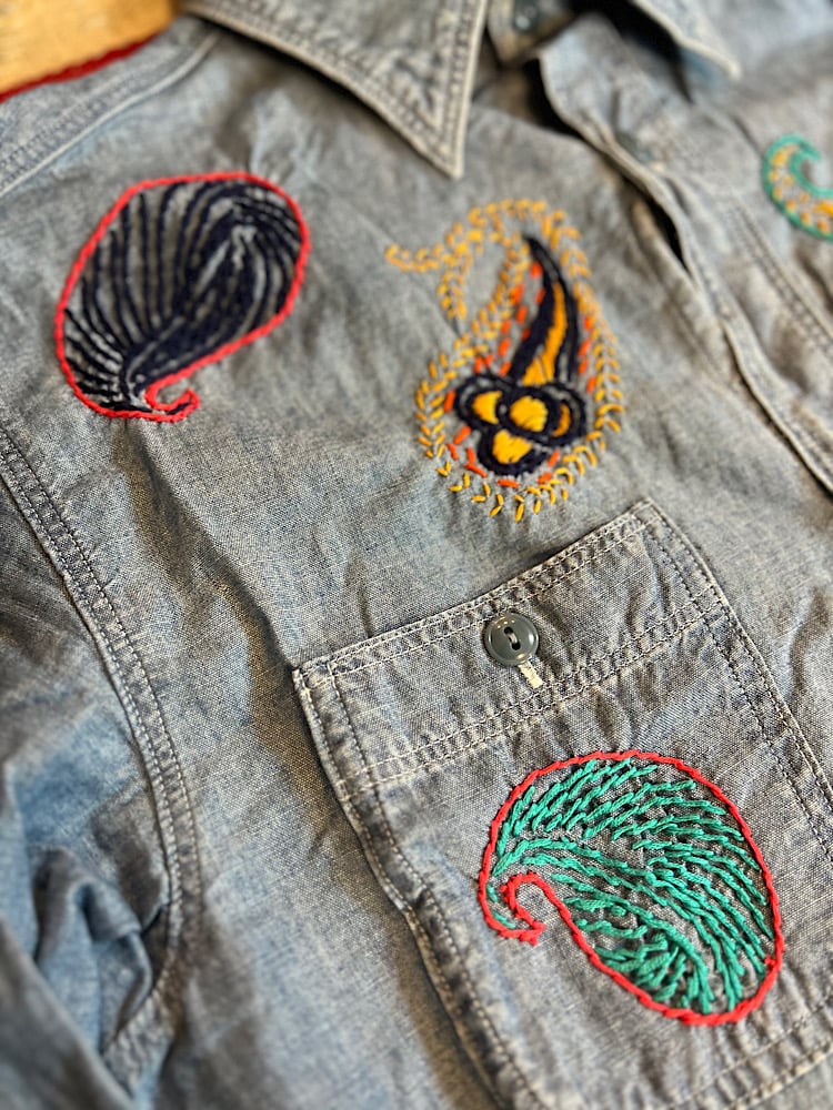 vintage kapital キャピタル シャンブレーハンド刺繍シャツ 古着 vintage kapital キャピタル シャンブレーハンド刺繍シャツ 古着