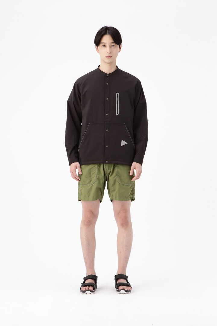 and wander】tech long sleeve band collar shirt