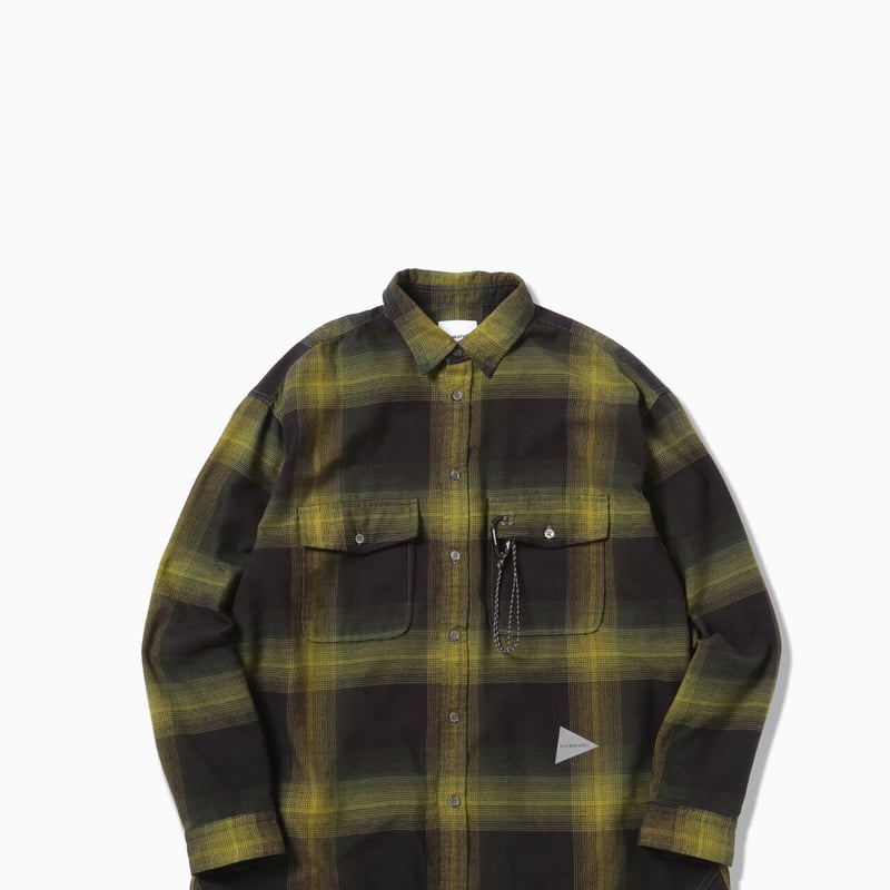 アンドワンダー and wander thermonel check shirt サーモライト