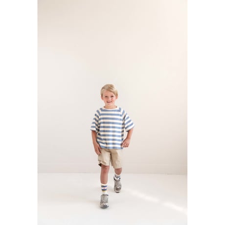 即納【2-3y, 3-4y, 4-5y, 5-6y】TO T-SHIRT - WATER BLUE OFF WHITE STRIPE / JENEST