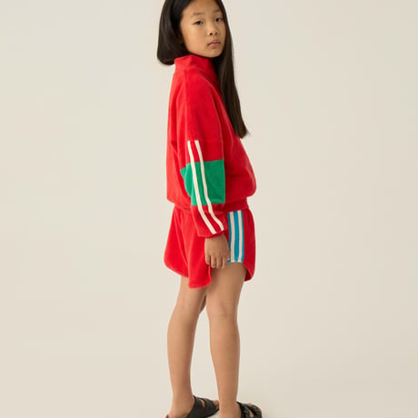 即納【2y, 3y, 4y, 5-6y】Red Color Block Zipped Sweatshirt / the campamento