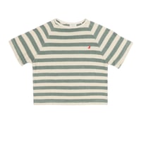 即納【2-3y, 3-4y, 4-5y, 5-6y】TO T-SHIRT - SAGE GREEN OFF WHITE STRIPE / JENEST