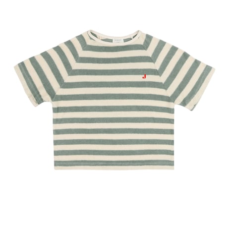 即納【2-3y, 3-4y, 4-5y, 5-6y】TO T-SHIRT - SAGE GREEN OFF WHITE STRIPE / JENEST