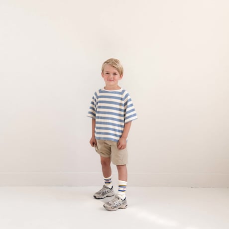 即納【2-3y, 3-4y, 4-5y, 5-6y】TO T-SHIRT - WATER BLUE OFF WHITE STRIPE / JENEST