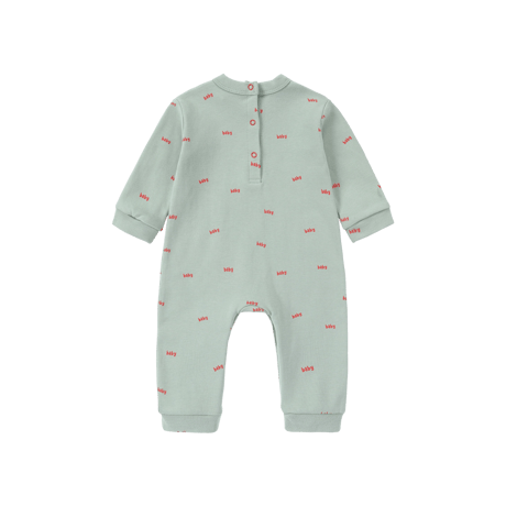 即納【3-6m, 6-12m, 1y】Pima Relaxed Fit Romper Typo Baby. - Sage / susukoshi