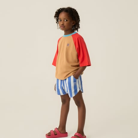 即納【2y, 3y, 4y, 5-6y, 7-8y】Color Block Red Tshirt / the campamento