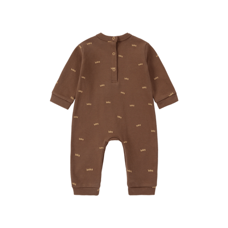 即納【3-6m, 6-12m, 1y】Pima Relaxed Fit Romper Typo Baby. - Caramel / susukoshi