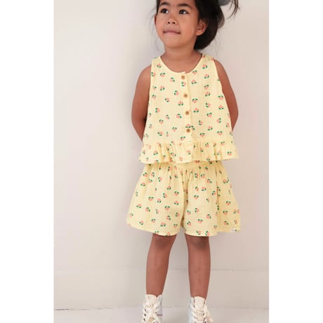 即納【2-3y, 3-4y, 4-5y, 5-6y】SUMMER SHORTS - FLOWER AOP SOFT YELLOW / JENEST