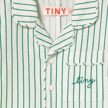 即納【Baby★12m, 18m, 24m】 Emerald Stripes Baby One-Piece / TINYCOTTONS