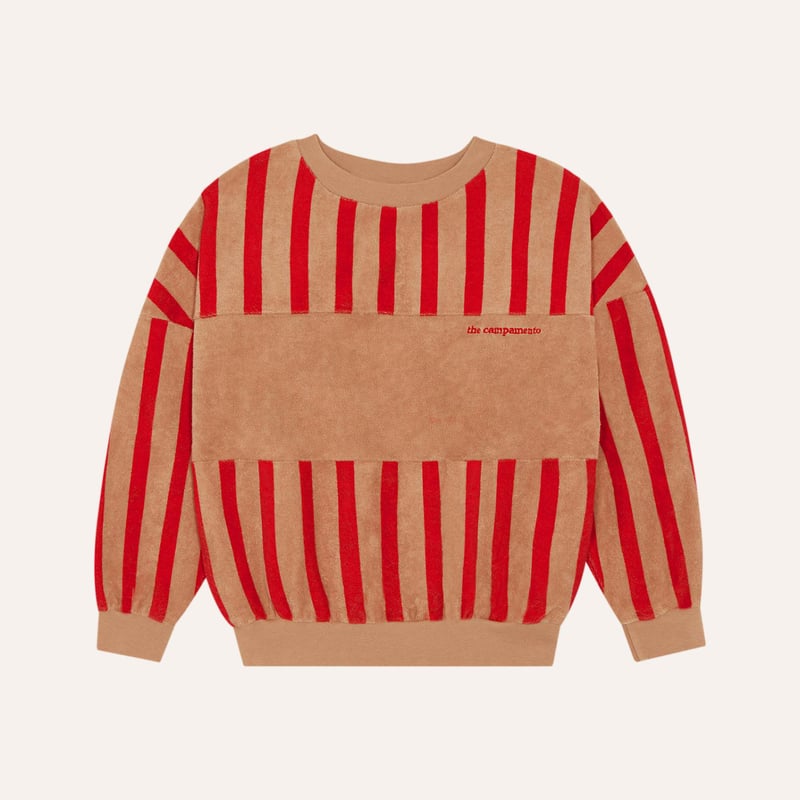 即納【2y, 3y, 4y, 5-6y】Red Stripes Sweatshirt / th