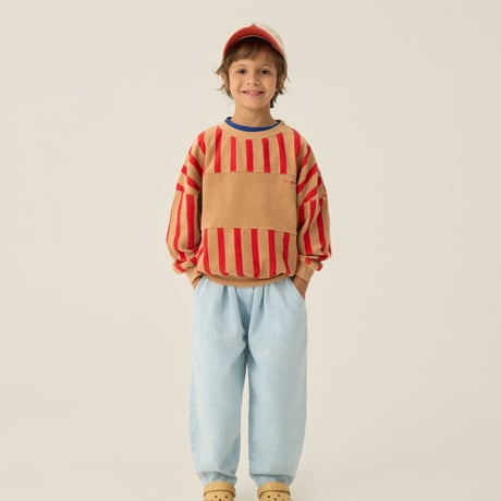 即納【2y, 3y, 4y, 5-6y】Red Stripes Sweatshirt / the campamento