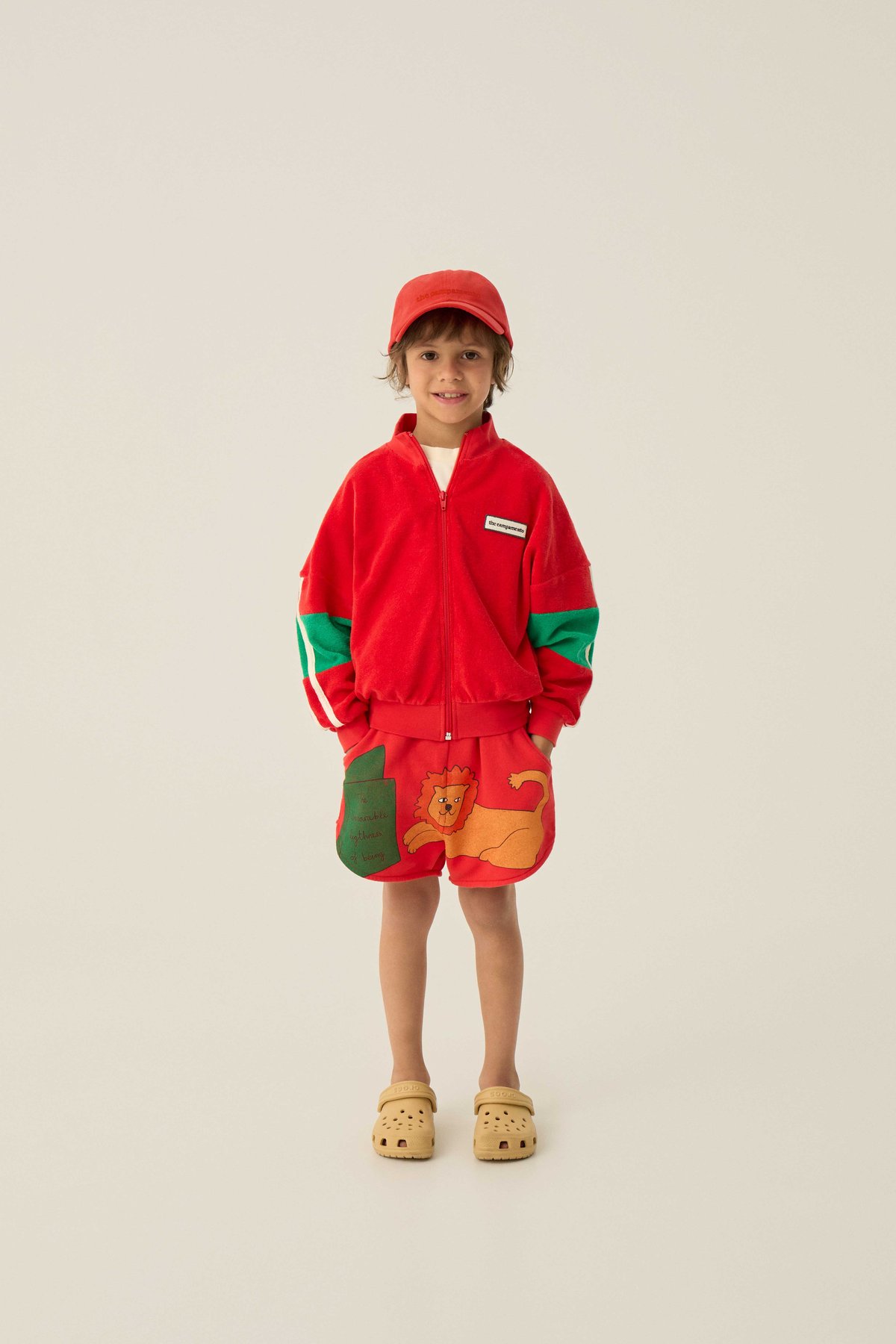 即納【2y, 3y, 4y, 5-6y】Red Color Block Zipped Swea