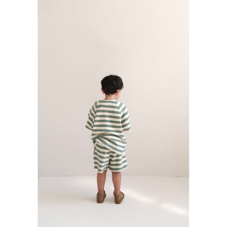 即納【2-3y, 3-4y, 4-5y, 5-6y】TO T-SHIRT - SAGE GREEN OFF WHITE STRIPE / JENEST