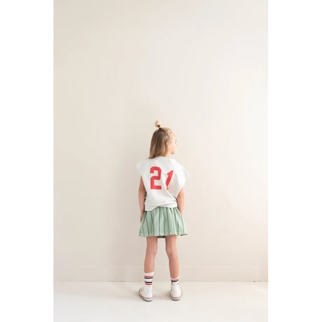 即納【2-3y, 3-4y, 4-5y, 5-6y】SASHA SKIRT - SAGE GREEN STRIPE / JENEST