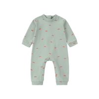 即納【3-6m, 6-12m, 1y】Pima Relaxed Fit Romper Typo Baby. - Sage / susukoshi