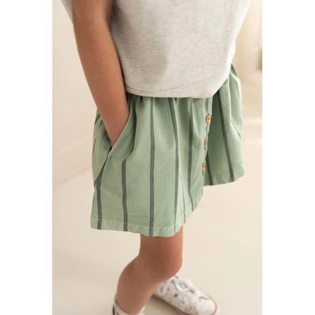 即納【2-3y, 3-4y, 4-5y, 5-6y】SASHA SKIRT - SAGE GREEN STRIPE / JENEST