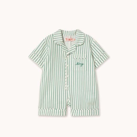 即納【Baby★12m, 18m, 24m】 Emerald Stripes Baby One-Piece / TINYCOTTONS