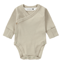 即納【0-3m, 3-6m, 6-12m】Kimono Bodysuit Long Sleeve - Pebble / susukoshi