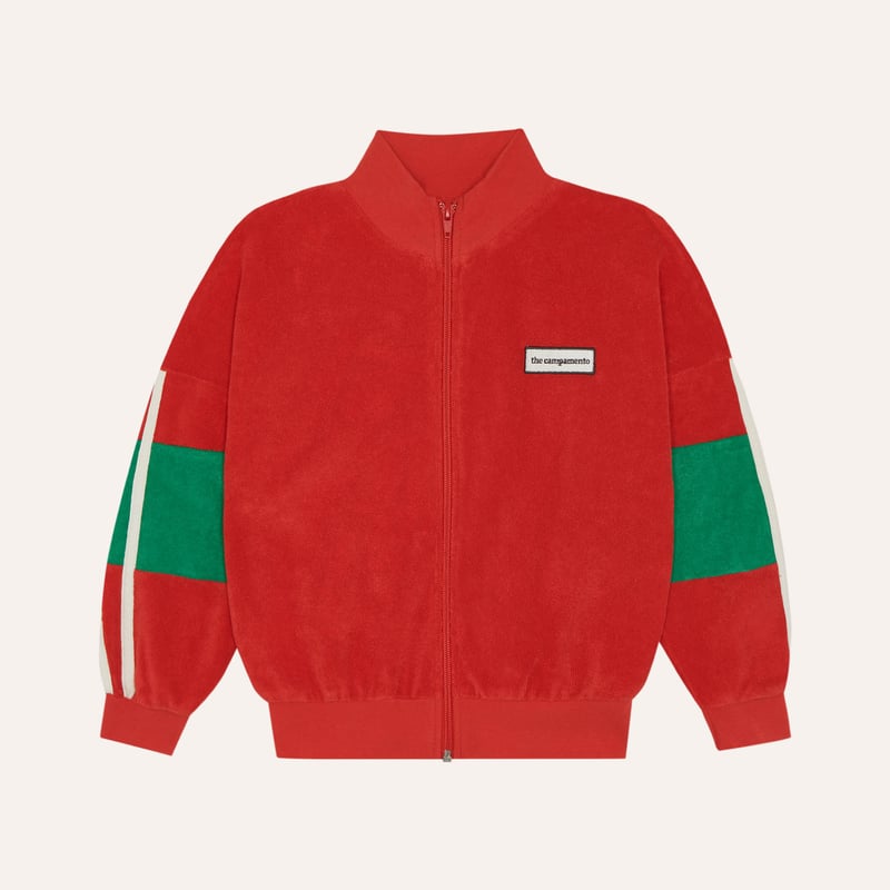 即納【2y, 3y, 4y, 5-6y】Red Color Block Zipped Swea