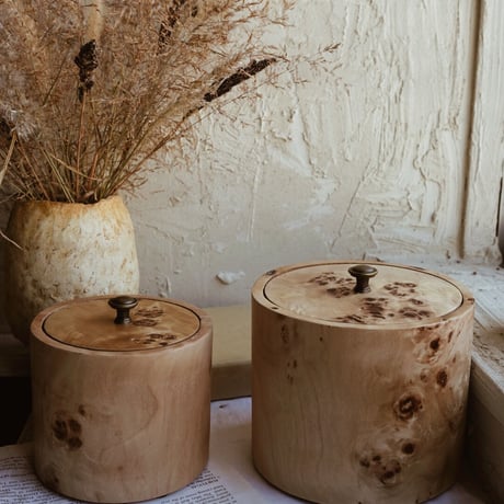 Birch wood Pot  L