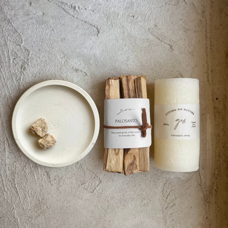 Palosant ＆ White Candle Set ( パロサントセット&ホワイトキャン