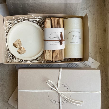 Palosant ＆ White Candle Set  ( パロサントセット&ホワイトキャンドル )