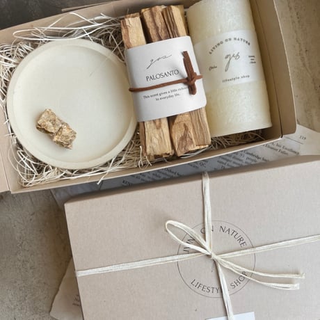 Palosant ＆ White Candle Set  ( パロサントセット&ホワイトキャンドル )