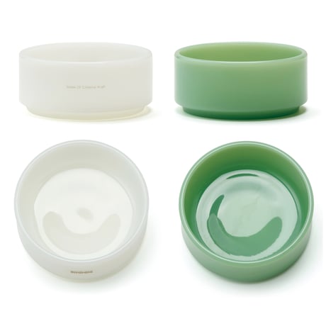 The Retro Milk Glass Bowls（White & Green Set／2pcs）