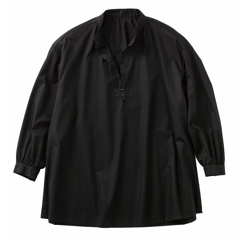 GABARDINE STAND COLLAR LONG SMOCK SHIRT | PORTE...