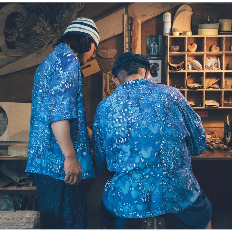 porter classic “HEART” ALOHA SHIRT BLUE