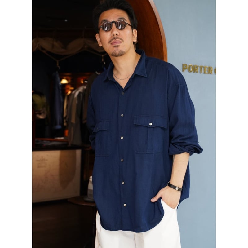 PORTER CLASSIC ロールアップ シャツ ブラック Porter Classic ROLL UP