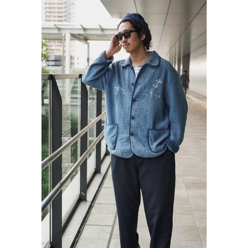 1900年代初期　ネイビーウールジャケット　フレンチヴィンテージ　サマリテーヌ NEW SASHIKO LIGHT OLD HAWAII FRENCH JACKET WATC