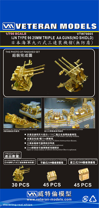 1/700 日本海軍 96式25mm三連装機銃（防盾なし） | 艦船模型専門店