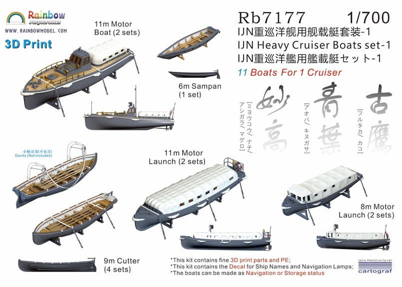 1/700 日本海軍 重巡洋艦用艦載艇セット1 | 艦船模型専門店