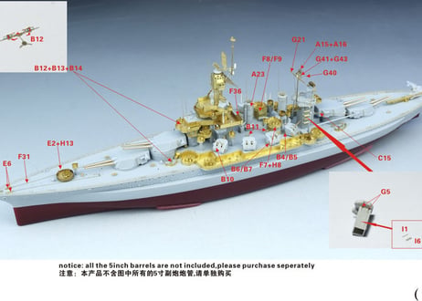 1/700 米海軍戦艦 BB-46 メリーランド 1945 スーパーアップグレードセット