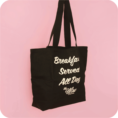 The MINT "BREAKFAST SERVED ALL DAY TOTE BAG / BLACK"