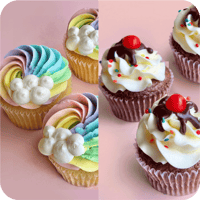 カップケーキ2種4個セット(サンデーファンデー＆オーバーザレインボー※6月限定商品)