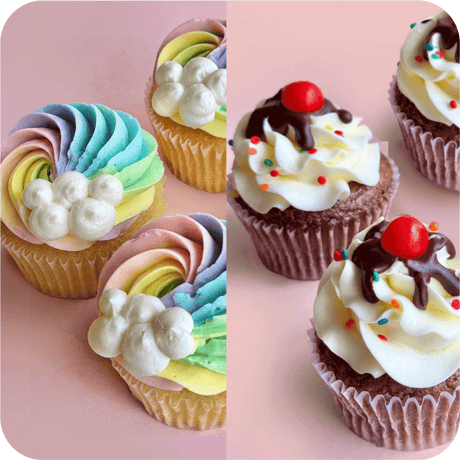カップケーキ2種4個セット(サンデーファンデー＆オーバーザレインボー※6月限定商品)