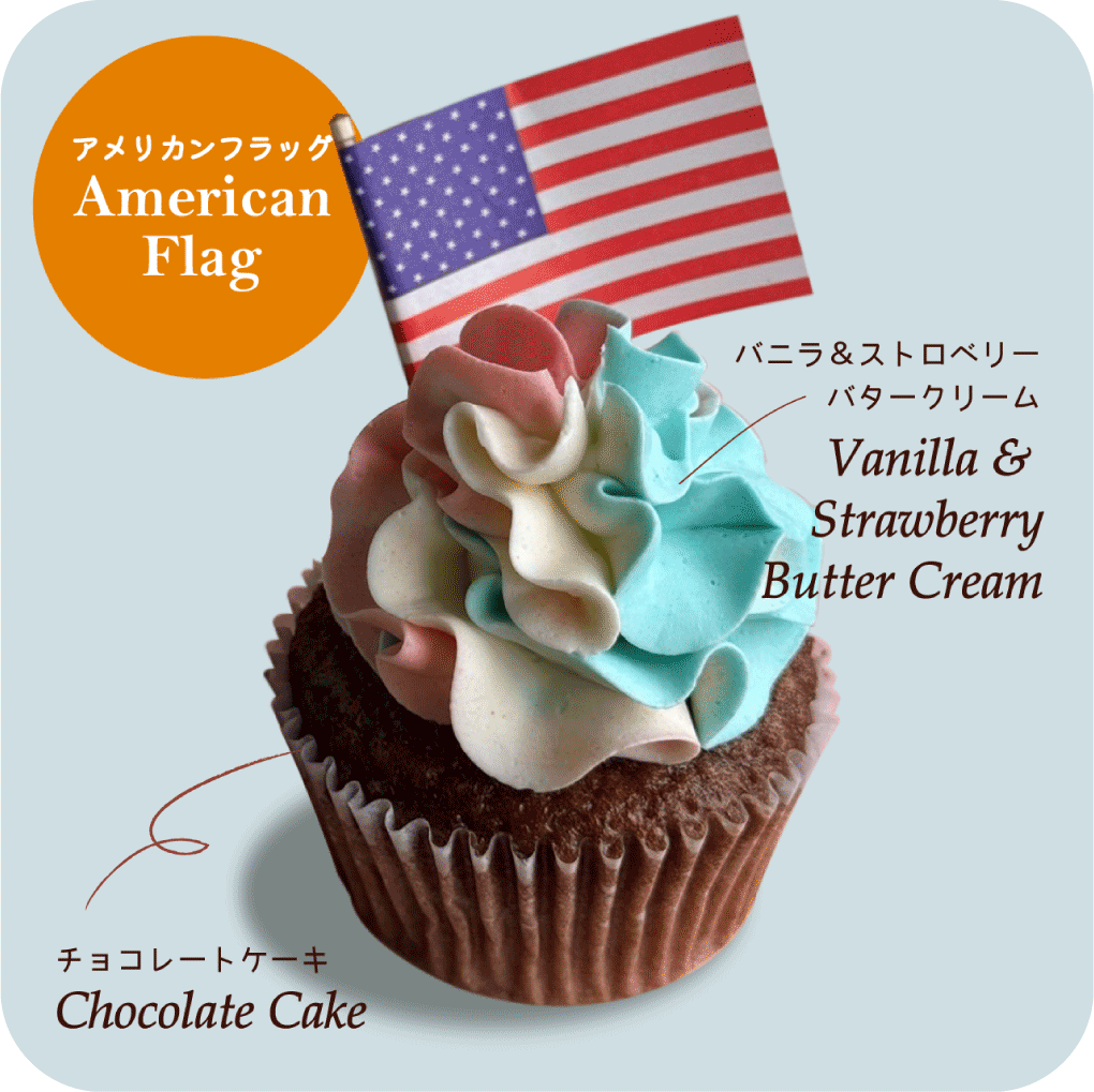 カップケーキ4個セット(アメリカンフラッグ) | The MINT MOTEL