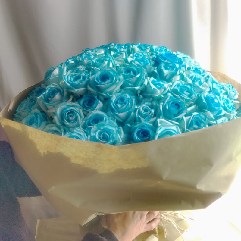 ○配達○ 本数が選べる大輪バラの花束 水色・青・水色＋青ミックス