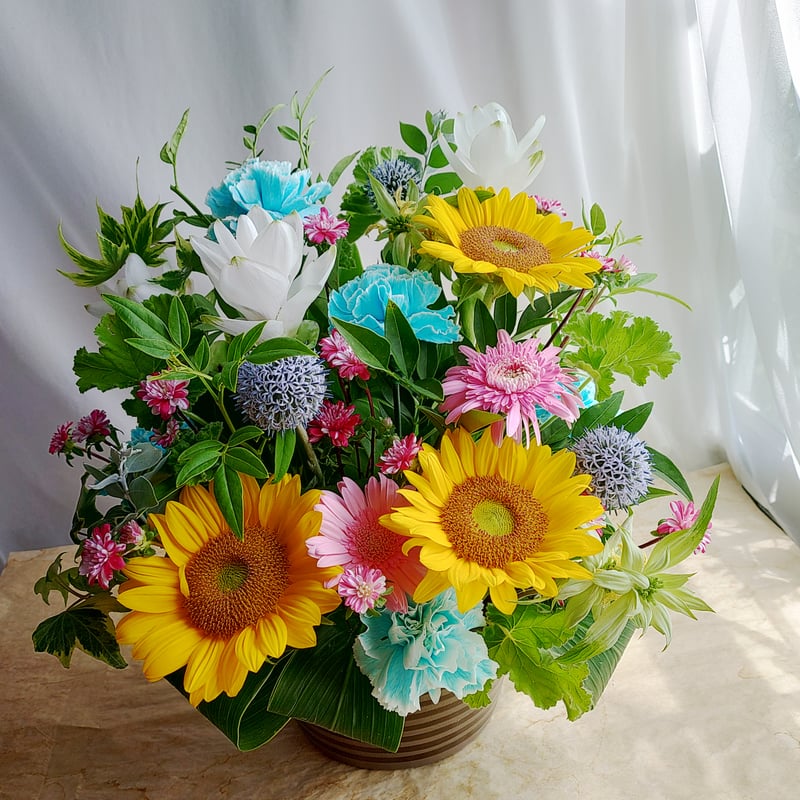 パステルカラーのフラワーアレンジメント パステルカラー バスケットアレンジメント_L - 花の店凜【SHOP】